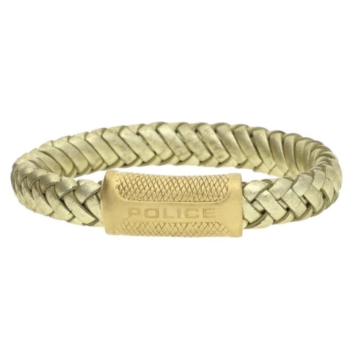 Bracelet - Police - RAIDER - Cuir - Acier inoxydable - 21 cm - Fermeture magnétique