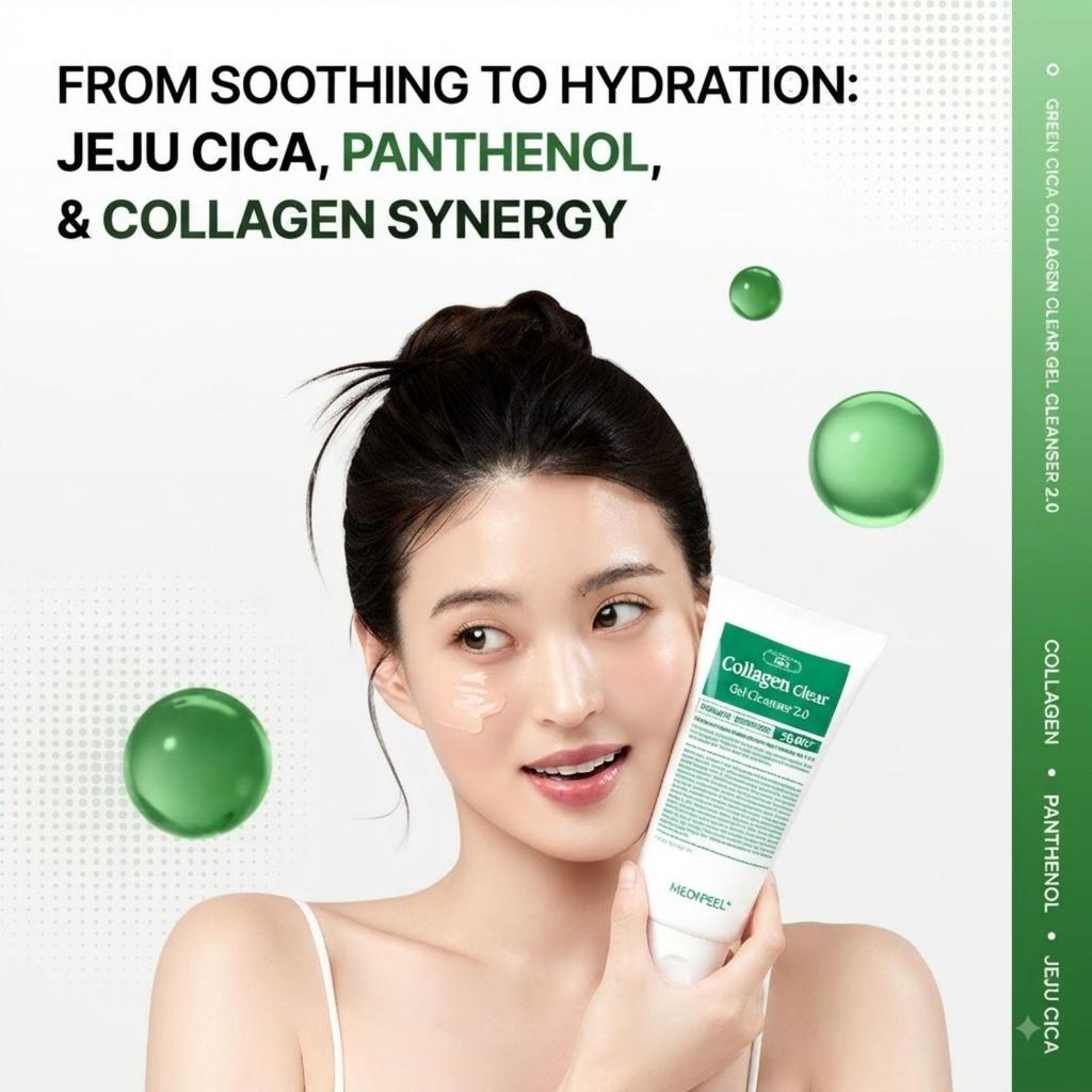 MEDIPEEL Green Cica Collagen Clear Gel Cleanser 2.0 300ml Korean Facial Cleanser