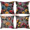 Colorful Roses Floral Pattern Decorative Throw Pillow Cover 2D Printed Polyester Sofa Cushion Case For Modern Home Decor