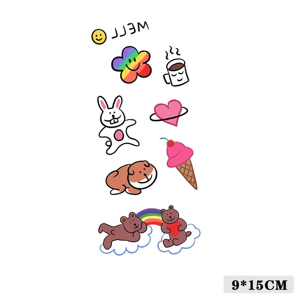Cartoon Kids Dinosaur Mermaid Fruit Flower Animal Robot Finger Arm Tattoo Sticker