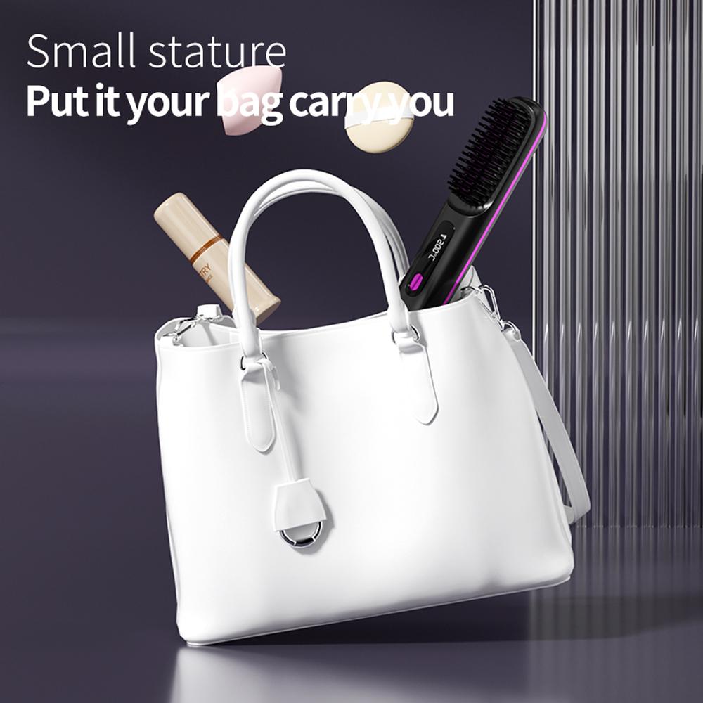 Cordless Hair Straightener Brush 3 Temperature Electric Negative Ions Ceramic Anti-Scald Heated Comb Hair Styling Tools