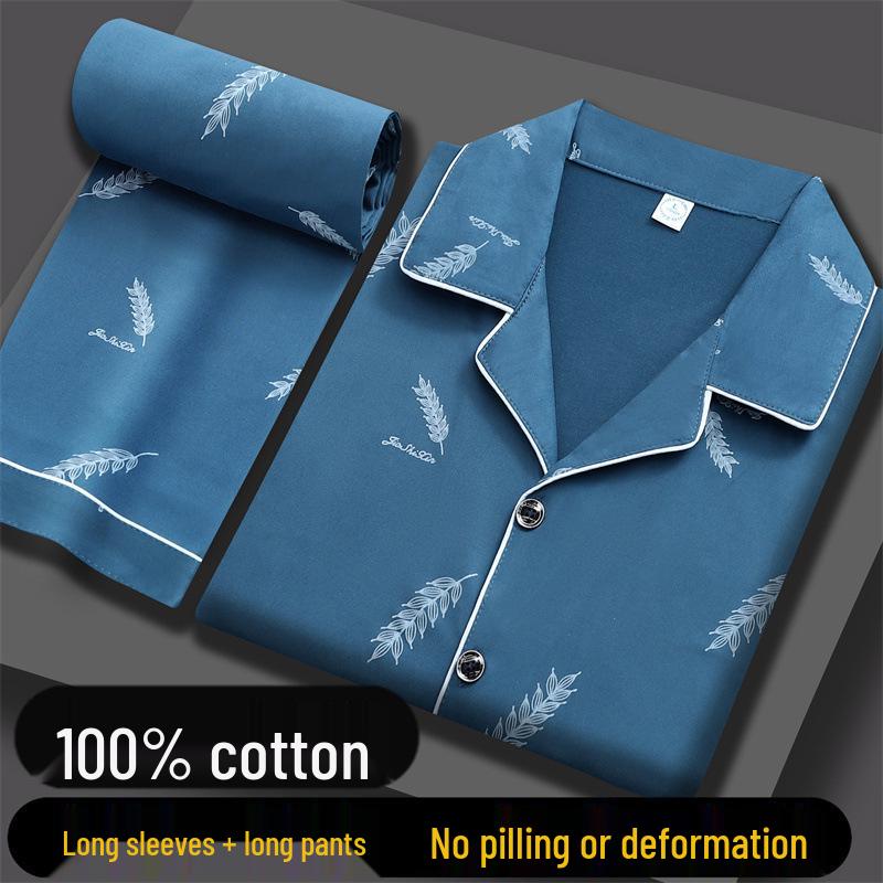 Pijamale Bărbați Mânecă Lungă din Bumbac 100% Pur - Croială Largă, Mărimi Mari, Articole de Casă de Primăvară/Toamnă pentru Toate Vârstele.