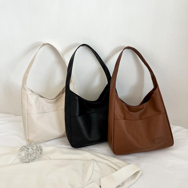 Casual Shoulder Tote Bag Women Soft Pu Leather Versatile Commuter Bag With Pocket
