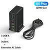 QC3.0 PPS PD 65W 6-Port Charge Gan 120W Charger Station 3C+3A For iPhone Samsung Xiaomi Smartphone Laptop Desktop Fast Charging