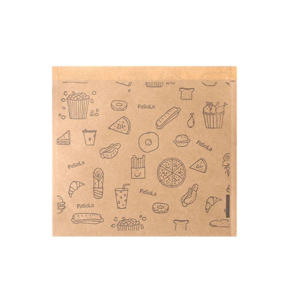 

50pcs Disposable Food Packaging Bag Water-proof Snack Wrapping Paper Donuts L
