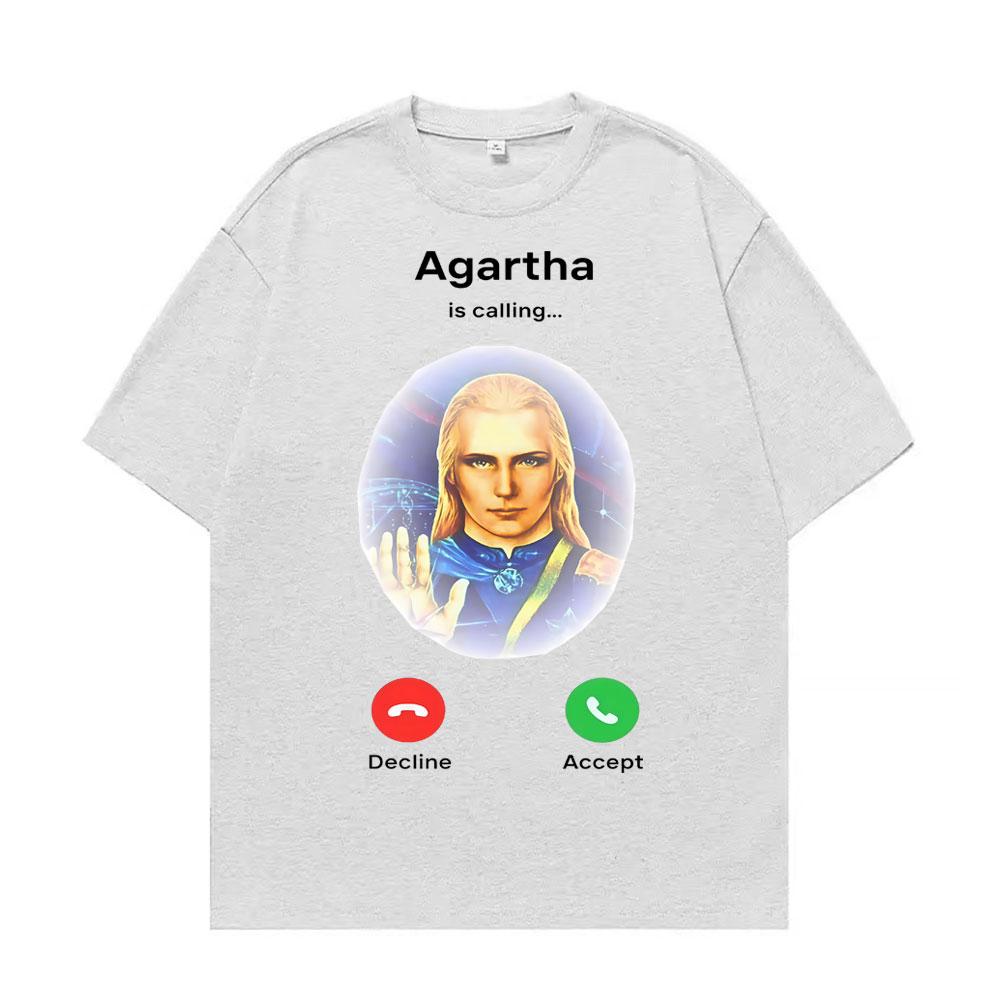 Agartha The Land Down Under Meme Grafik T-Shirts Herren Damen Hip Hop Gothic T-Shirt Komfort Oversized Rundhals T-Shirt Streetwear