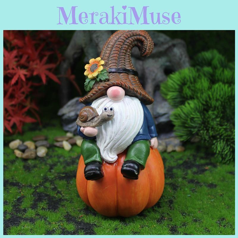 Dwarf Figurine Resin Craft For Garden Micro Landscape With Pumpkin Harvest Decor For Holiday Gift
