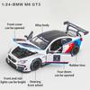 1/24 skala M6 GT3 odlany model samochodu zabawka, wycofać pojazd zabawkowy z dźwiękiem i światłem dla dzieci maluch chłopcy dziewczęta kolekcja prezentów