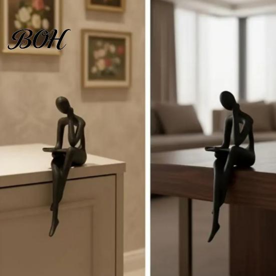 Artistic Home Accessory Abstract Art Thinker Statue, 3D Printed Reading Figurine, Modern Bookshelf Contemporary Statue Sculpture for Living