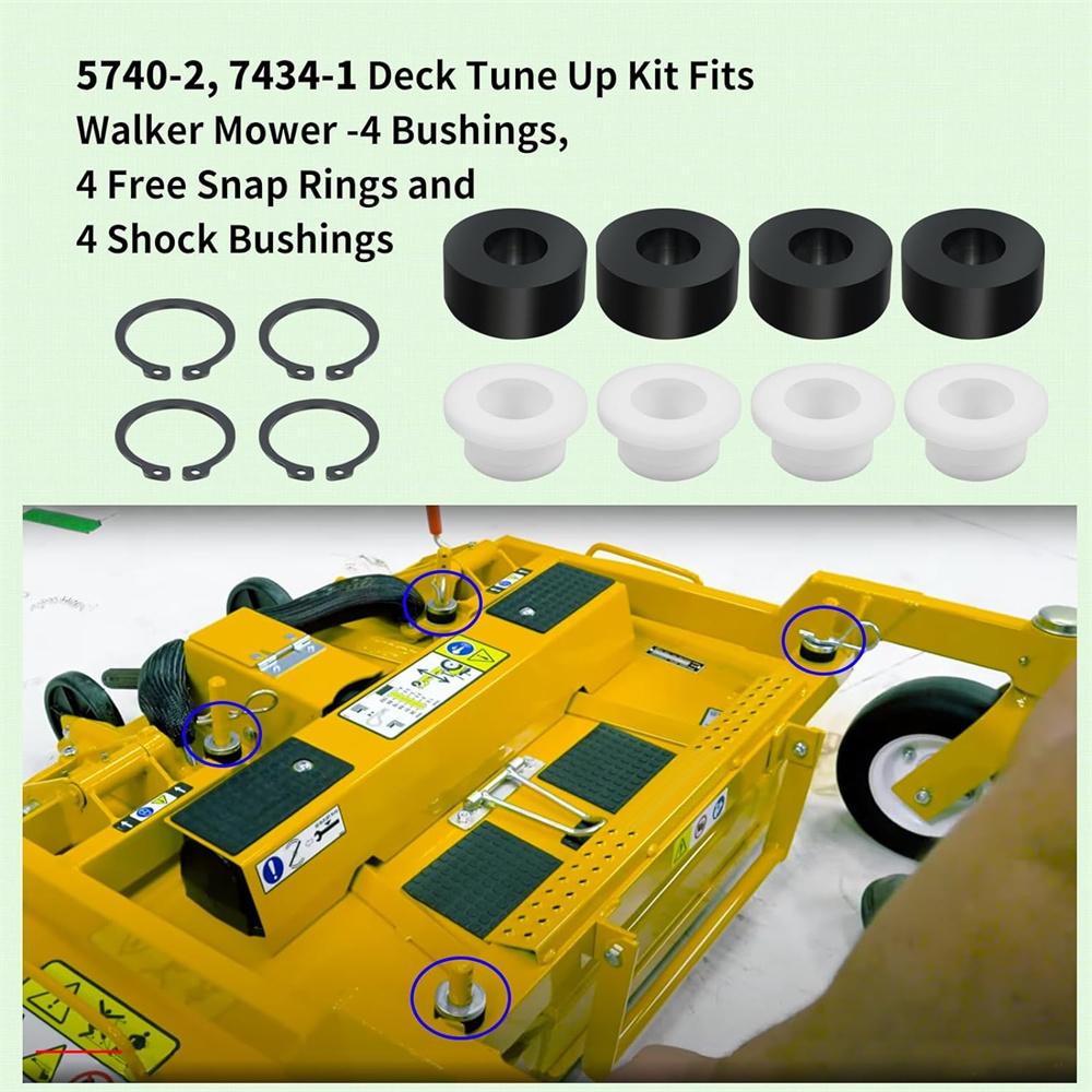 Bushing Set W/ Free Snap Rings For Walker Mower Deck Tune Up Kit 5740-2, 7434-1