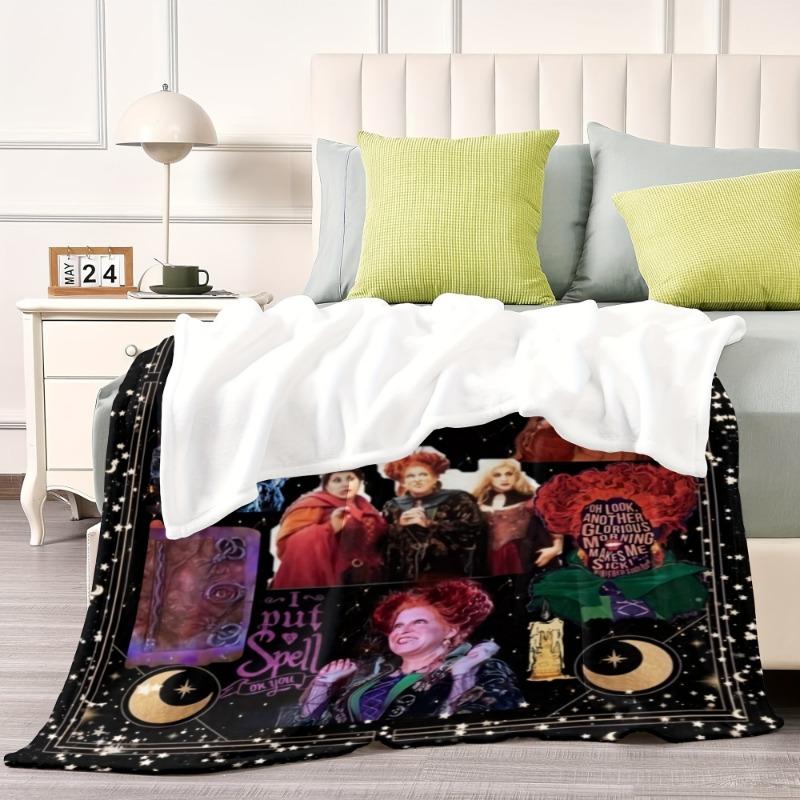 Hocus Pocus Blanket Microfiber Hocus Pocus Cartoon Movie Emotions Characters Theme Blanket -Ideal Movie Theme Gift Decoration