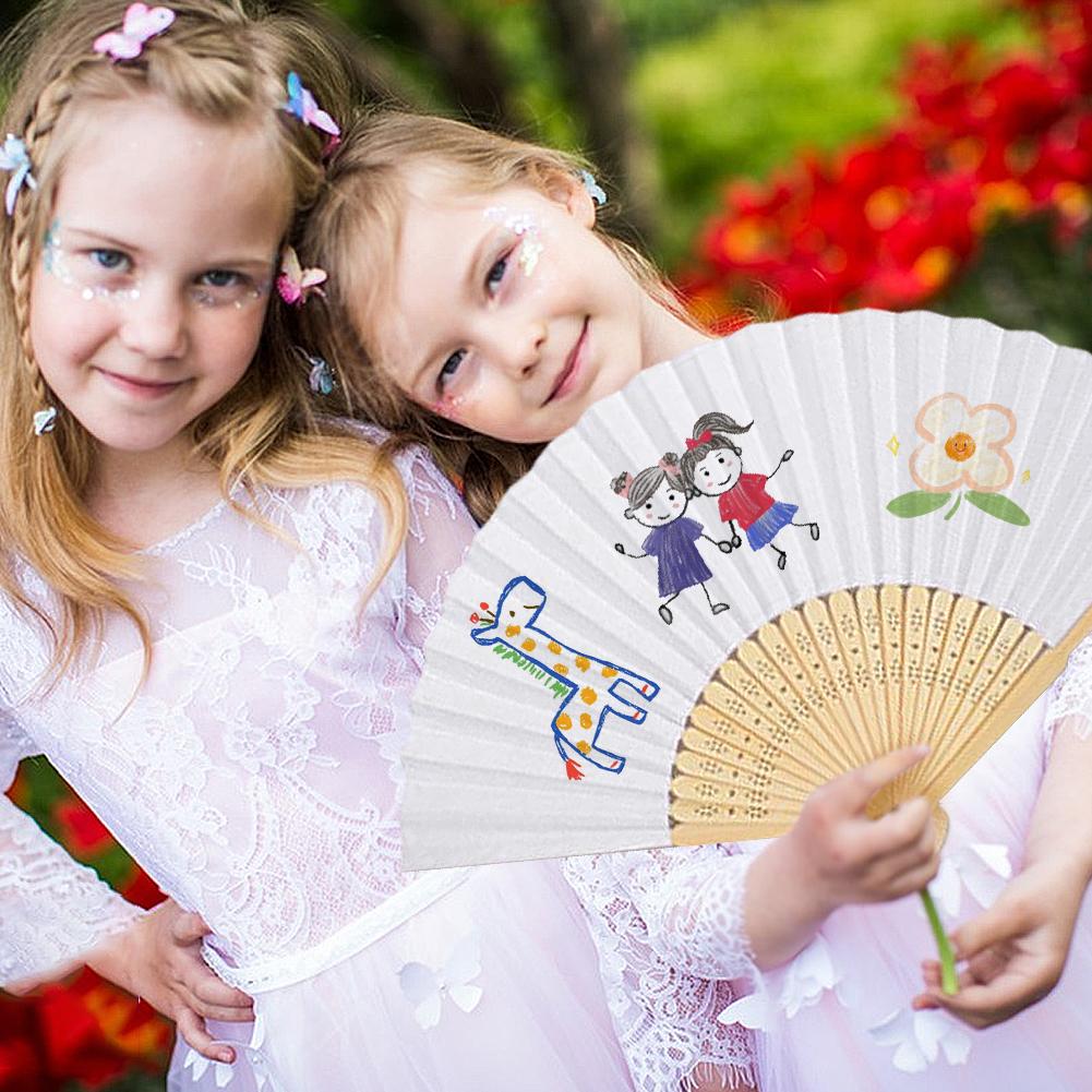 6/10/20 Pcs White Paper Hand Fan Chinese Handheld Fan Folded Fan for DIY Decoration Wedding Dancing Party Summer