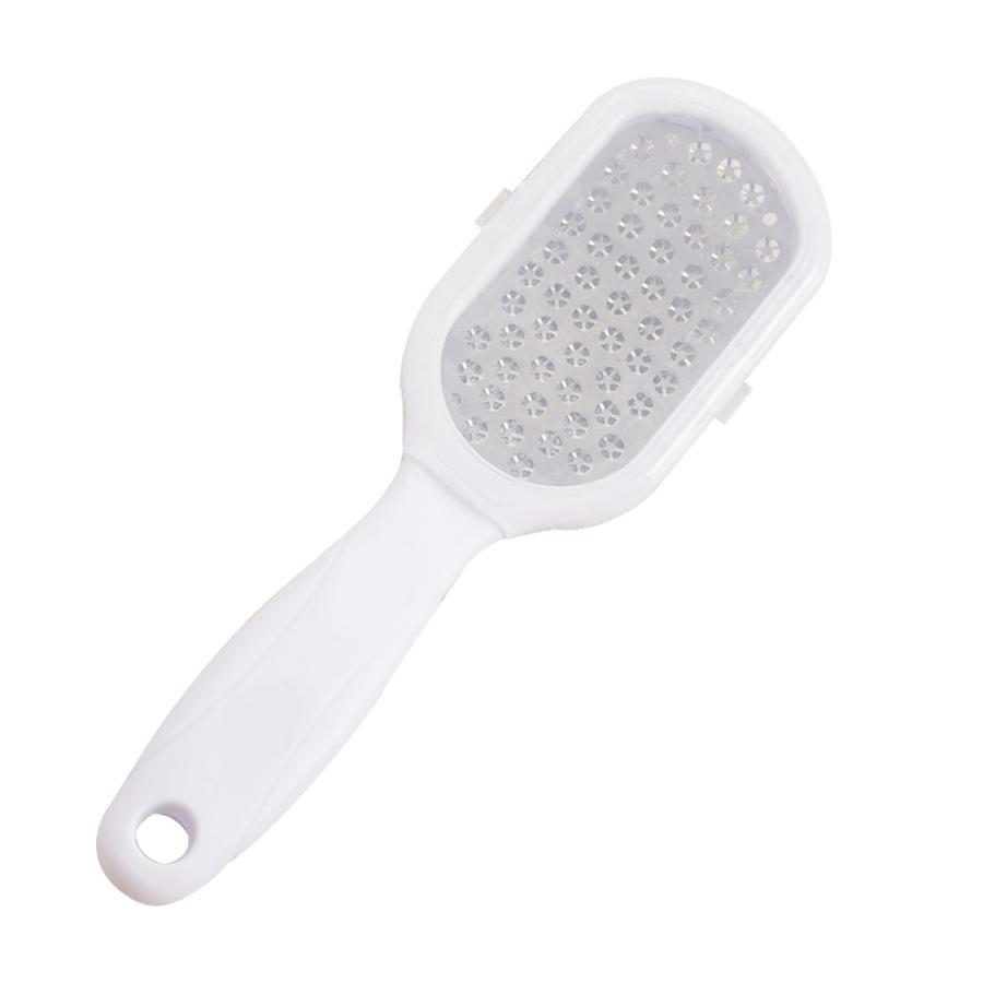 

Stainless Steel Foot File with Storage Cover, Callus Remover & Dead Skin Scraper for Heels, Easy-Clean Home Foot Care Pedicure Tool білий