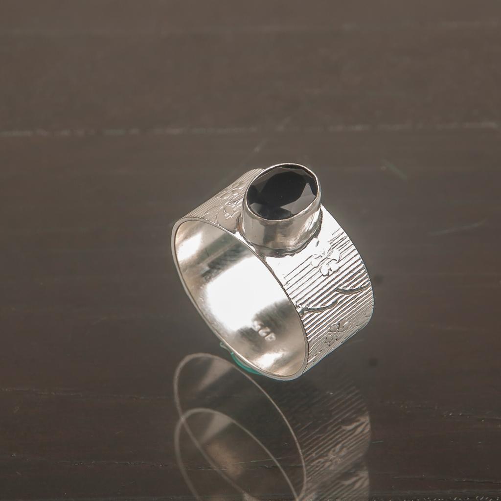 Black Onyx Gemstone 925 Sterling Silver Jewelry Handmade Designer Ring For Women RR-3-15