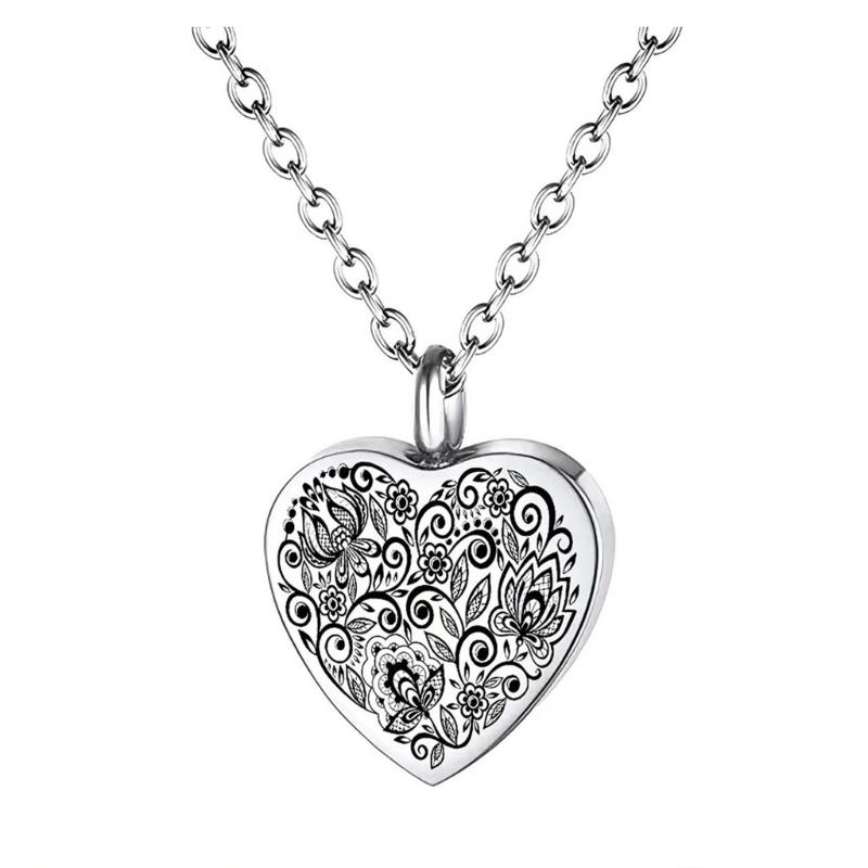 Pet Ashes Holder with Heart Urn Pendant Memorial Lockets Necklace Openable Design Cremation Jewelry for Ashes Storage серебряный