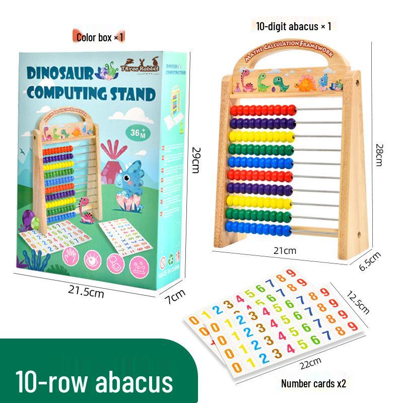 Wooden Abacus Educational Toy - Ten-Row Soroban for First and Second Grade Math