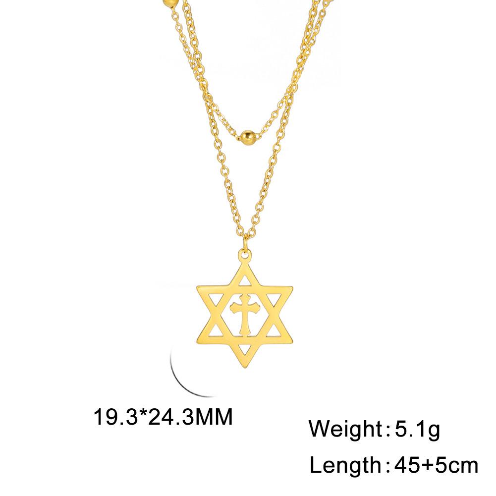 Israel Star of David Necklace Stainless Steel Hexagram Choker Necklace for Women Double Layer Chain Pendant Je Trend Jewelry