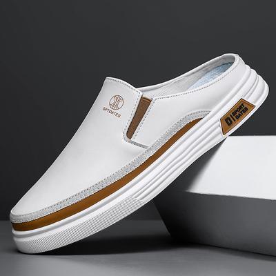 Modne Męskie Buty Letnie Baotou Półkapcie Luksusowe Skórzane Kapcie Codzienne Wygodne Wsuwane Miękka Podeszwa Półkapcie