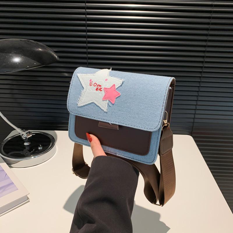Stylish Summer Patchwork Women's Bag 2024 Trendy Denim Star Crossbody Shoulder Bag