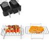2 st Air Fryer-ställ 304 Rostfritt stål Dehydratorställ med 4 Grillspett för 8QT Dubbelkorg