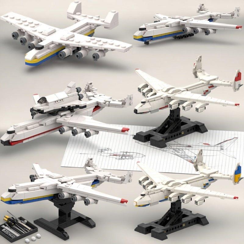 MOC Stavebnice Kreativní Letecké Společnosti Vojenské Bojové Transportní Letadlo Antonov An-225 Model Letadla Dětské Hračky Dárek k Narozeninám