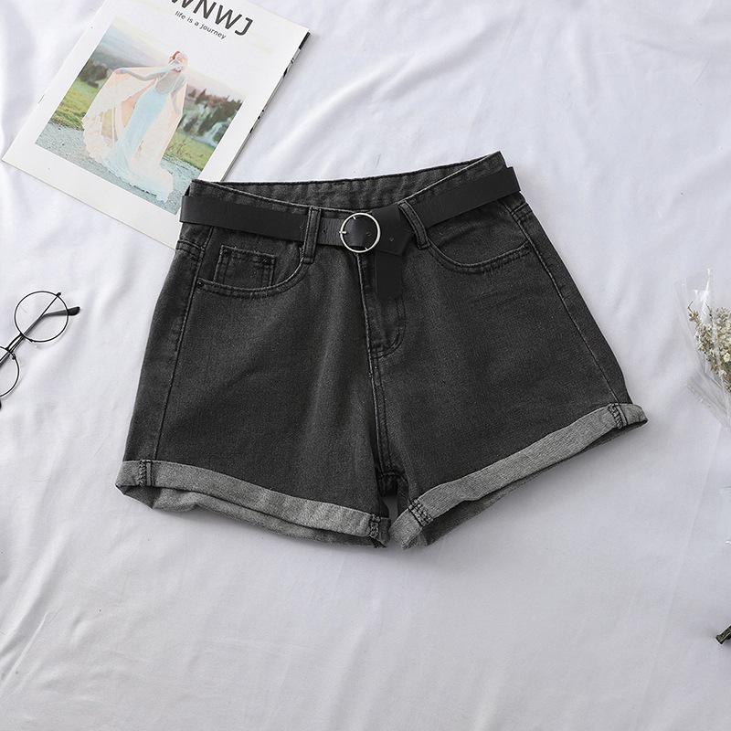 2022 Spring/Summer Women's High-Waisted Denim Shorts: Korean Style, Loose Fit, Slimming A-Line with Rolled Hem