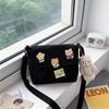 Adorable Canvas Crossbody Bag with Cute Pins Lightweight Shoulder Bags for Women, Ideal for School, Work & Everyday Outfits