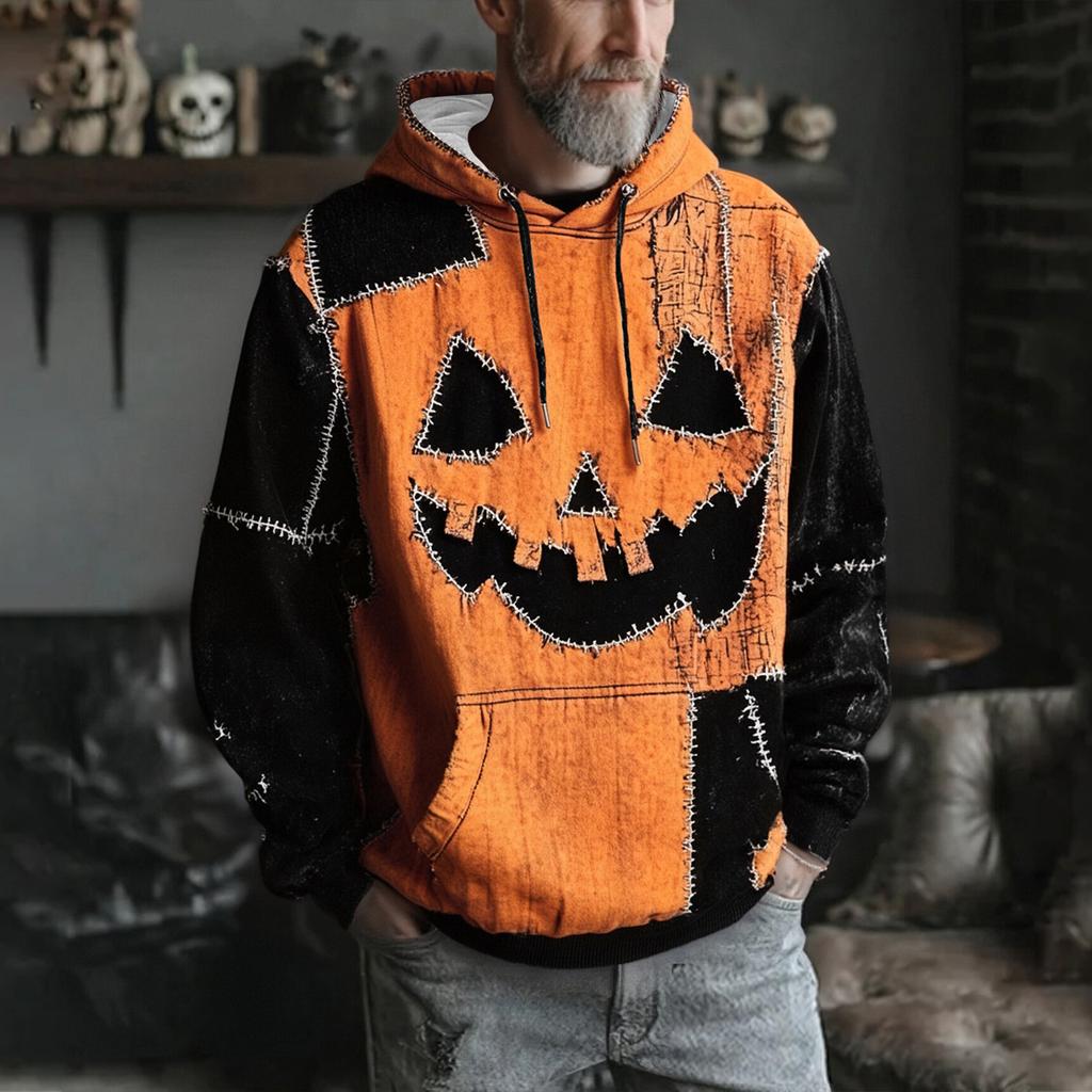 Men's Halloween Long Sleeved Casual Sports Pullover Sweatshirt