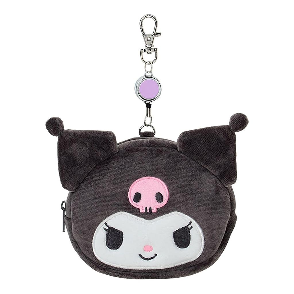 Sanrio Face-Shaped Pass Case Pouch CottonPVCSteelPolyester Ticket Holder Reel Small Item Storage Suitable Ages 15 Up