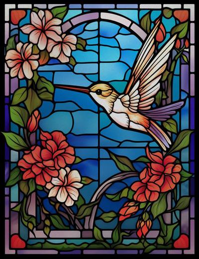 Peacock Bird Stained Glass Window Clings