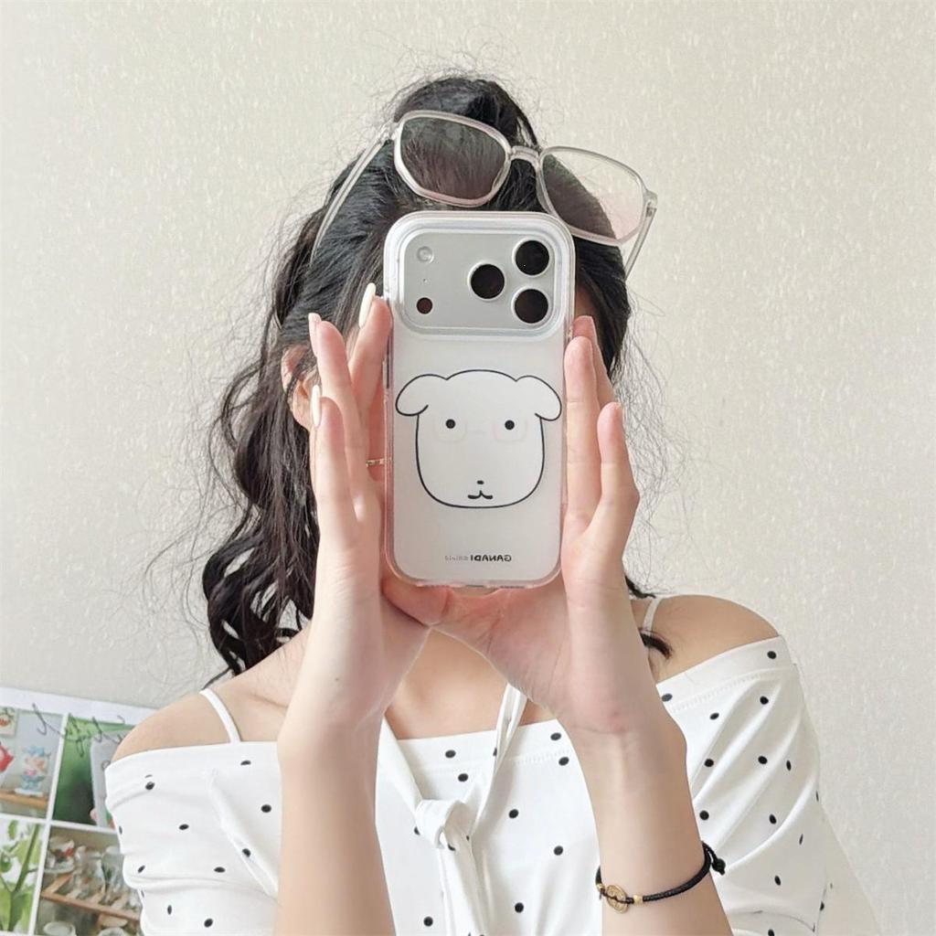Cartoon Double-Layer Puppy Glass Case for iPhone 14/13/Apple 17/16/15 PROMAX – Anti-Drop Protection