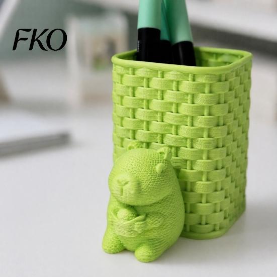 Desk Pen Organizer Capybara Holder, 3D Printed with Basket Pencil Cup Cup, Cute Animal for Makeup Brush Stationery Desktop