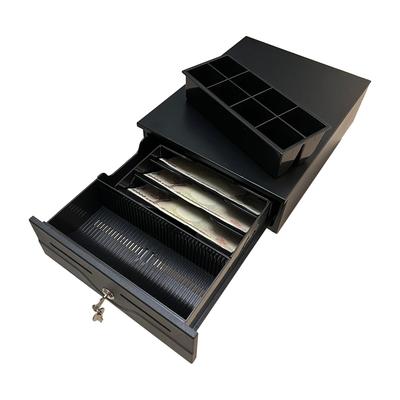 NUSRATS Small Manual Cash Drawer, Holds 3 Bill Types and 8 Coin Types, Dimensions: 245mm Wide X 320mm Deep X 104mm High, Black