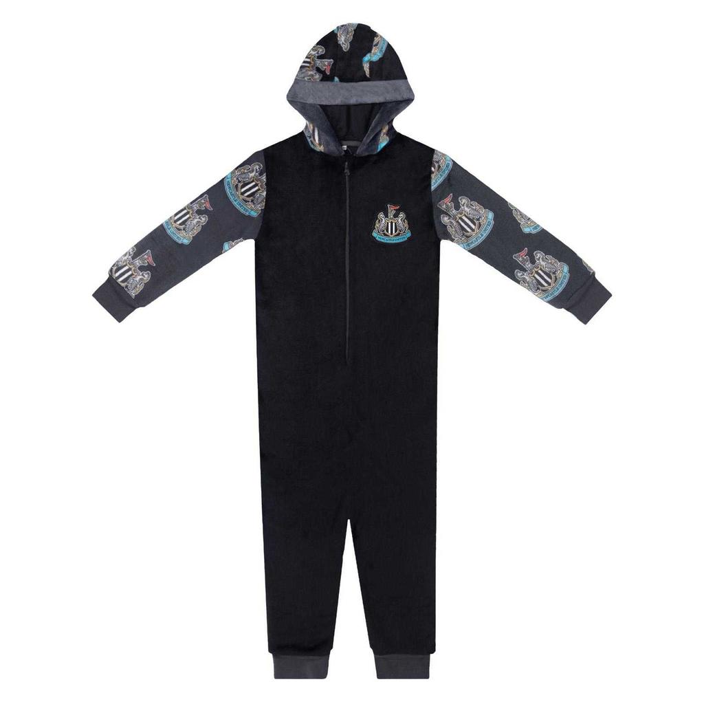 Newcastle United FC Childrens/Kids Crest Fleece All-In-One Nightwear