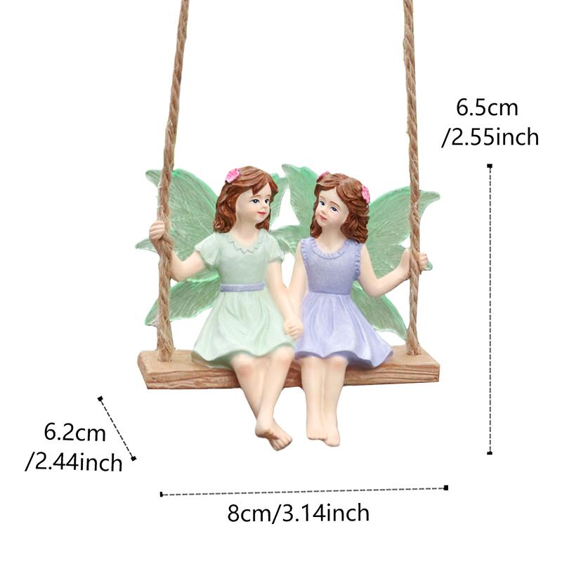 

§Fairy On A Swing Hanging Statue, Resin Flower Pendant Outdoor Decor Statue, Swing Fairy Ornaments For Yard Lawn Patio Balcony різнокольоровий