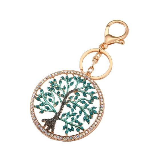 

Keychain Pendant Rhinestones Inlaid Tree of Life Design Decorative Key Chain with Anti-Oxidation Lobster Clasp Backpacks Accessory синій