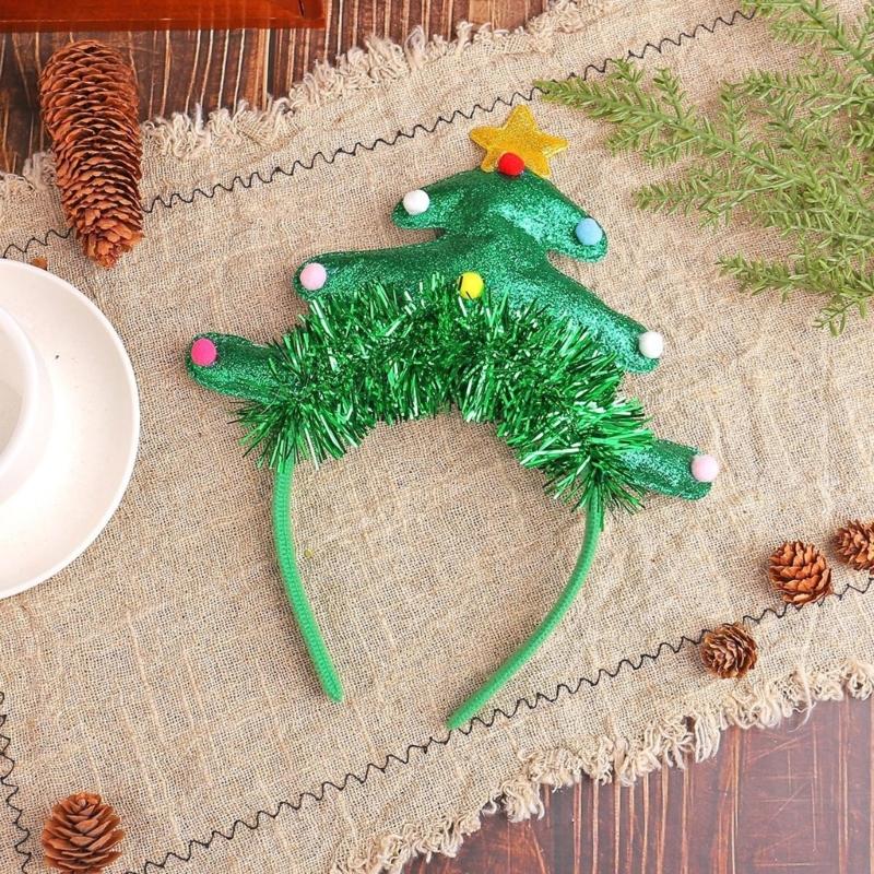 Set Of 4 Adjustable Size Headbands Christmas Themed Headwear Handmade Festives Costume Accessories Party Supplies