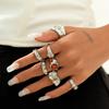Fashionable Joint Combination Rings for Women Hip-Hop Metal Lava Gemstone Ring Set