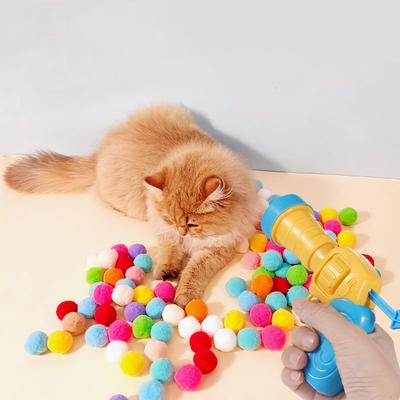 1 Set Katzen-Plüschspielzeug, Pistole, Plüschwerfer, geräuschloses interaktives Werkzeug, Mini-Schießpistole, Spiele, Stretch-Plüschball, Spielzeug, Heimtierbedarf