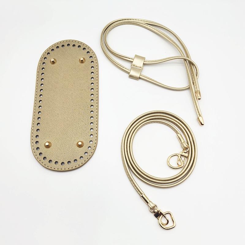 Crochet Handbag DIY Accessories Kit PU Leather Bag Base Shoulder Strap & Chain For Handmade Purse Making Supplies