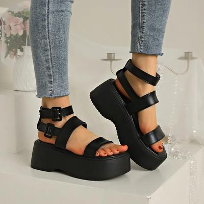2025 Summer Open Toe Women's Sandals Fashion Buckle Strap New Plus Size Casual Comfortable Best Seller Platform Sandals Zapatos