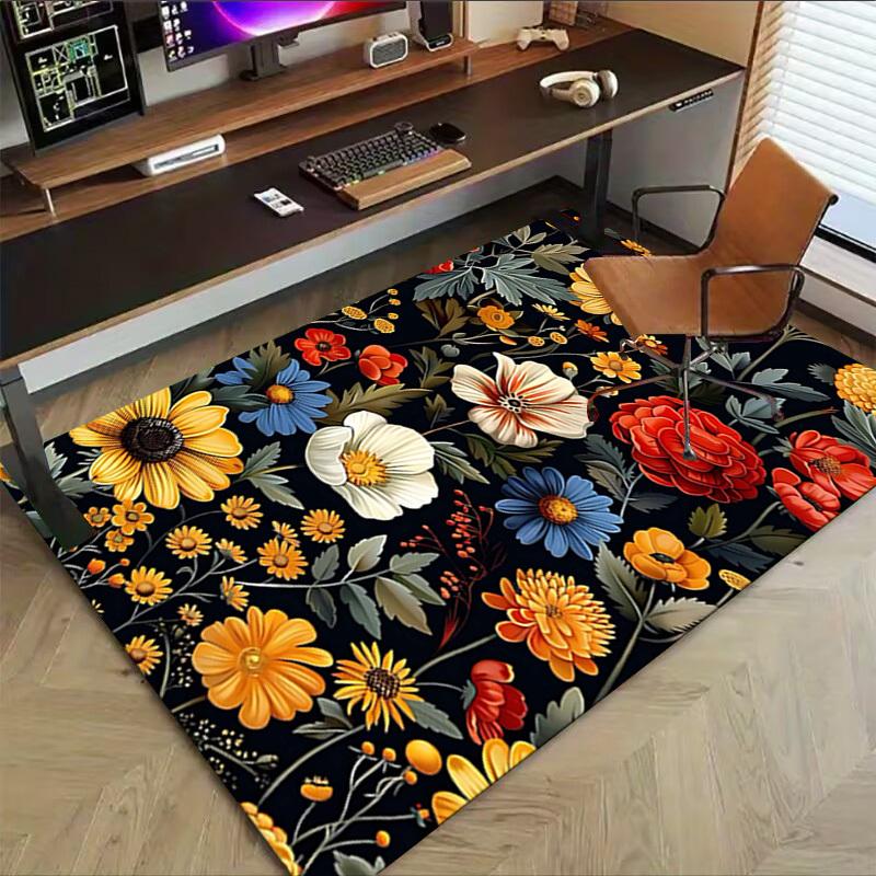 1PC Floral Pattern Extra Large Non Slip Floor carpet, Office, family, Studio Large Area Rug Indoor Rugs, Bold Statement Piece