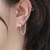 1PC Women's Fashion Double Ear Hole Piercing Hoop Earrings Smooth Simple Hoops Chain Connected Shiny Charming Earring Jewelry