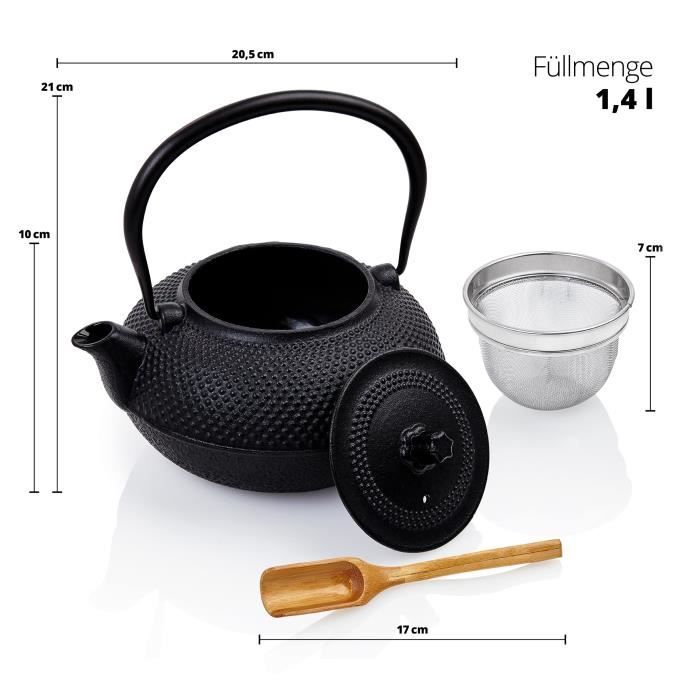 Théière - Lumaland - Fonte - 1,4 L - Accessoires Inclus - Cuillère En Bambou