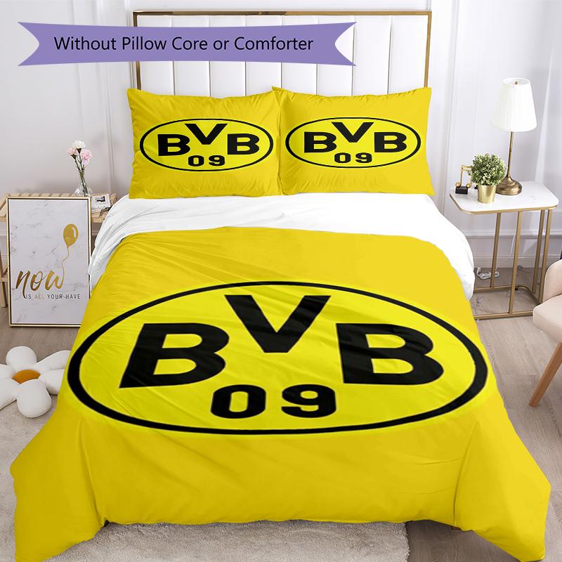 3pcs Borussia Dortmund Bedding Set Duvet Cover Closure Includes 1 Duvet Cover & 2 Pillowcases, Soft and Comfortable for All Seasons.