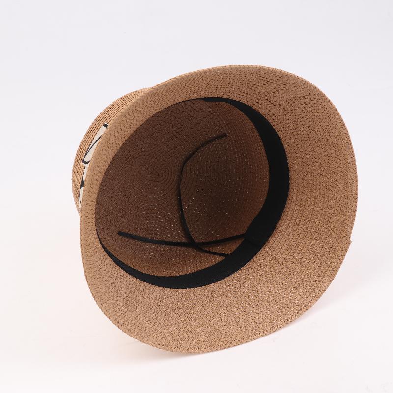Trendy Letters Woven Fisherman Ladies Simple Straw Hat Sun Hats Outdoor Travel Beach Panama Cap Bucket Hats For Women