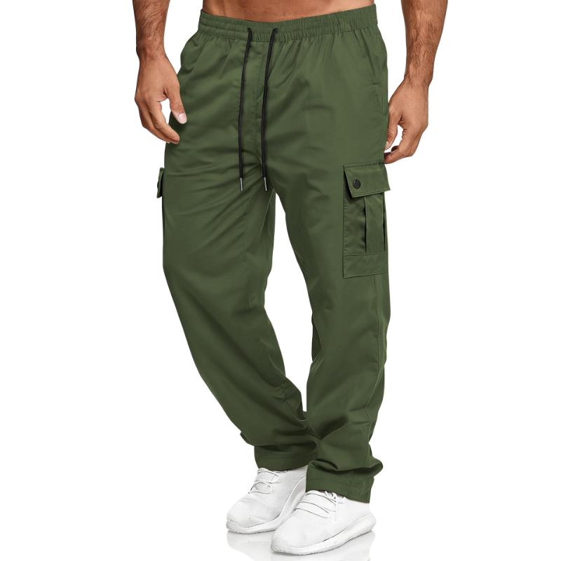 

Men s Casual Cargo Pants Elastic Waist Drawstring Straight Leg Trousers with Multi Pockets XXXL армія зелений колір