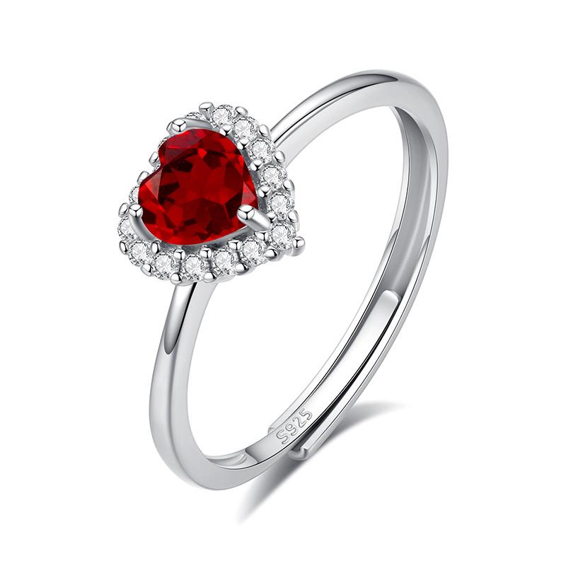 S925 Sterling Silver Heart Ring For Women 5mm Natural Crystal Stone Finger Ring Light Luxury Fashion Elegant Ladies Fine Jewelry
