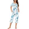Damen Kurzarm Loungewear Set Bedrucktes Pyjama Set Lässige Nachtwäsche Sommer