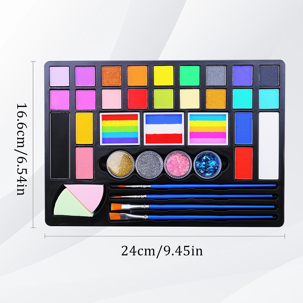 24 Color World Cup Face Paint Set, Fan Flag Face Painting Kit, Safe Non-Toxic Washable, Kids Party Makeup Supplies